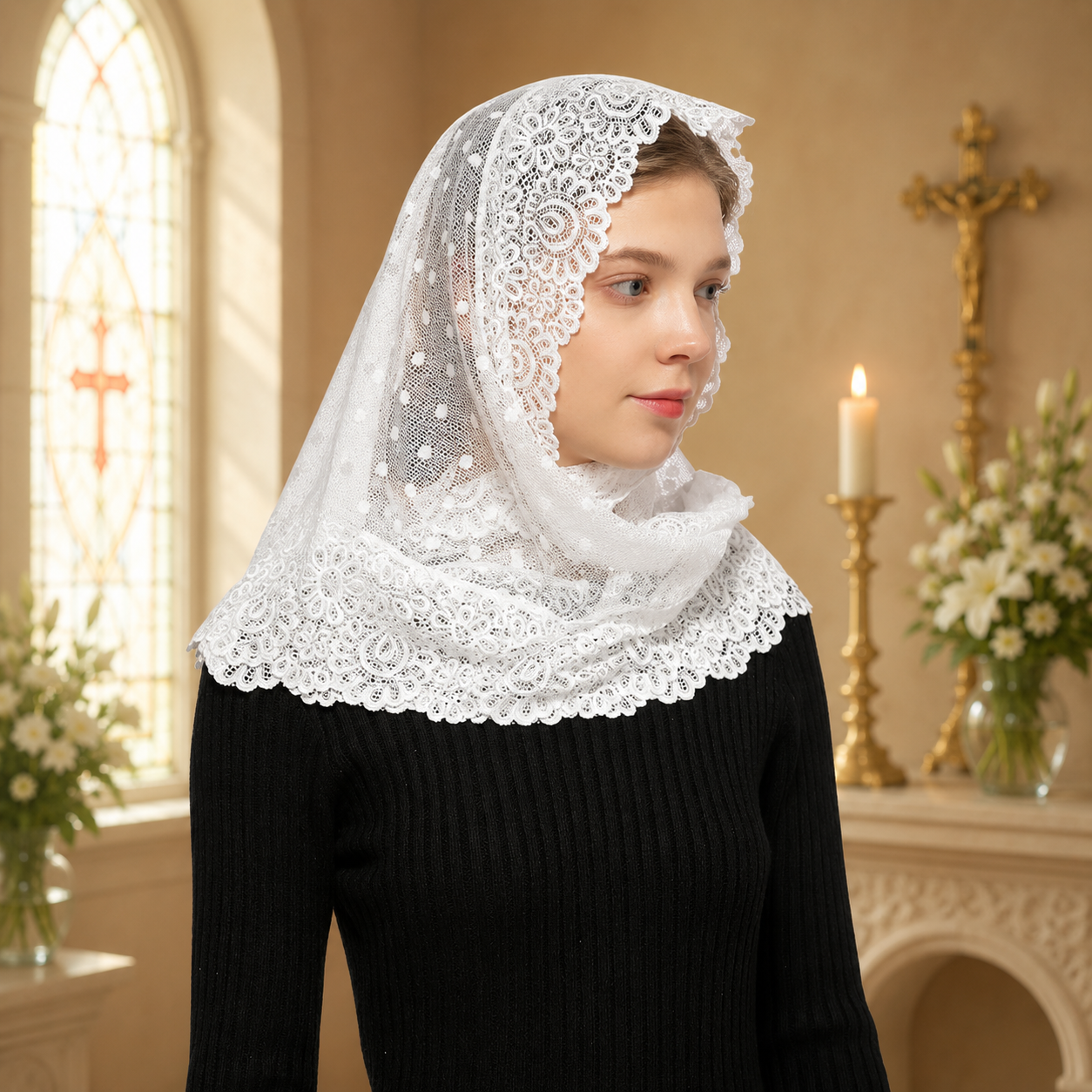 Velo o Mantilla de Color Blanco - Imagen 3