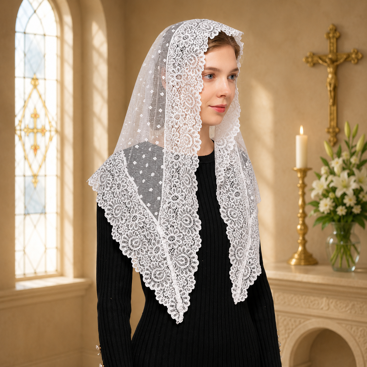 Velo o Mantilla de Color Blanco - Imagen 5