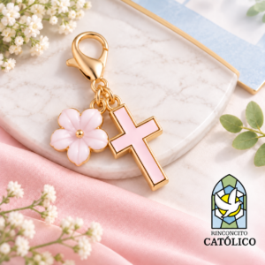 Llaveros Mini de Cruz con Flor